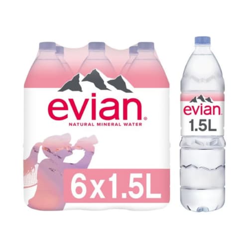 Evian Natural Mineral Water 1,5L x 6 Pack